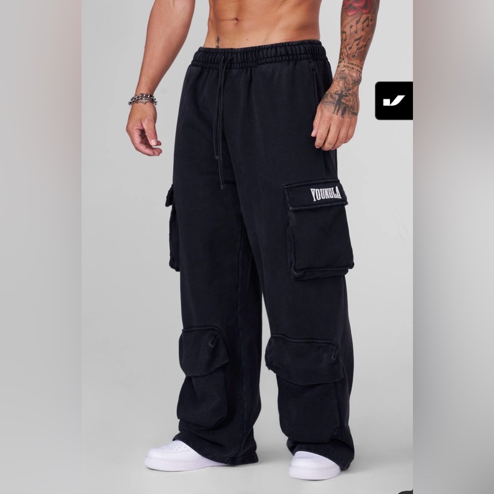 YoungLA 2033 - BLACK HERITAGE CARGO SWEATS Men Sz XXL